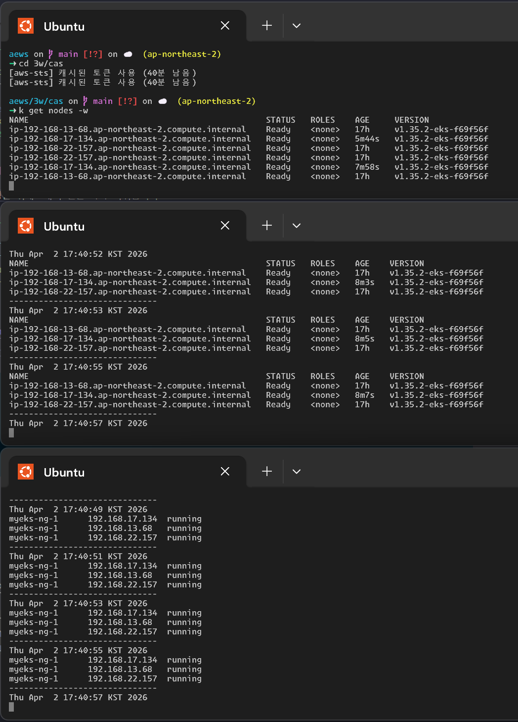 CAS Scale Out 모니터링 - 노드 추가 과정을 kubectl get nodes, EC2 인스턴스 상태로 확인